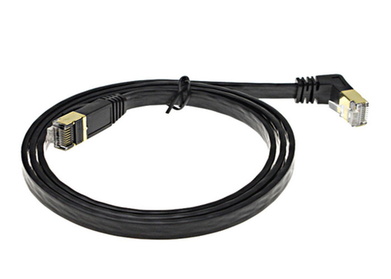 China 1 M Right Angle Cat 6 Ethernet Network Cable / Flat Patch Cord Black Color supplier