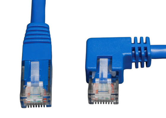 China Left Angle Network Data Cable / Cat 6 Patch Cable RJ45 Gold Plated Male Connector supplier